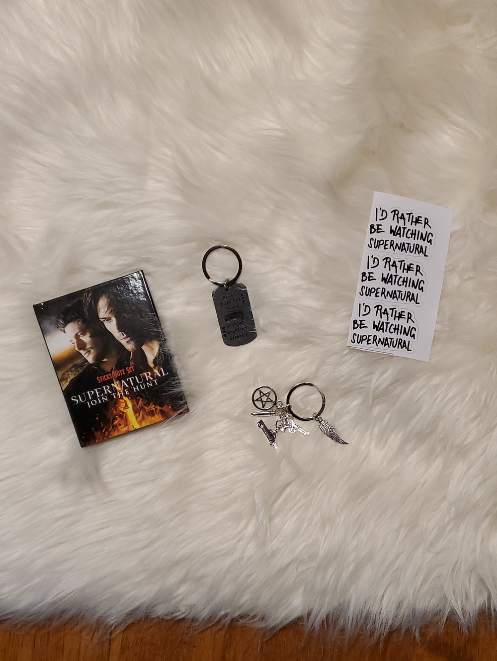 'I'd Rather Be Watching Supernatural' Sticker And Keychain Bundle